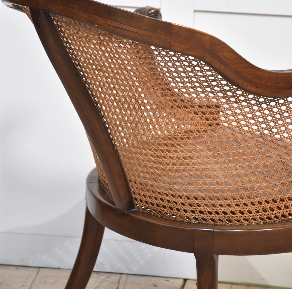 Mahogany framed bergere tub armchair View VIII
