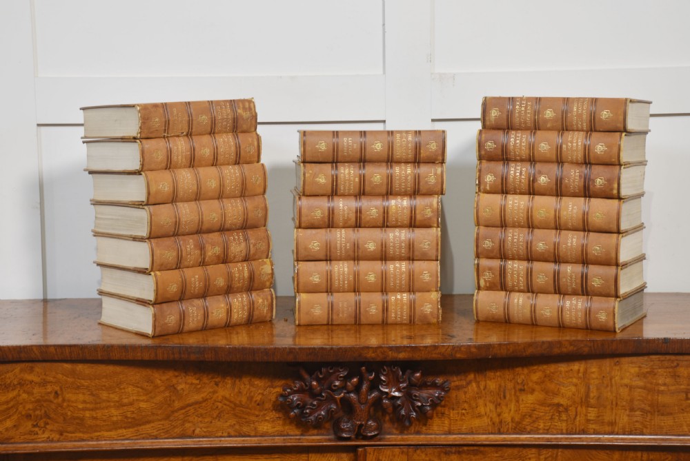 Set of twenty leather bound books by charles Dickens