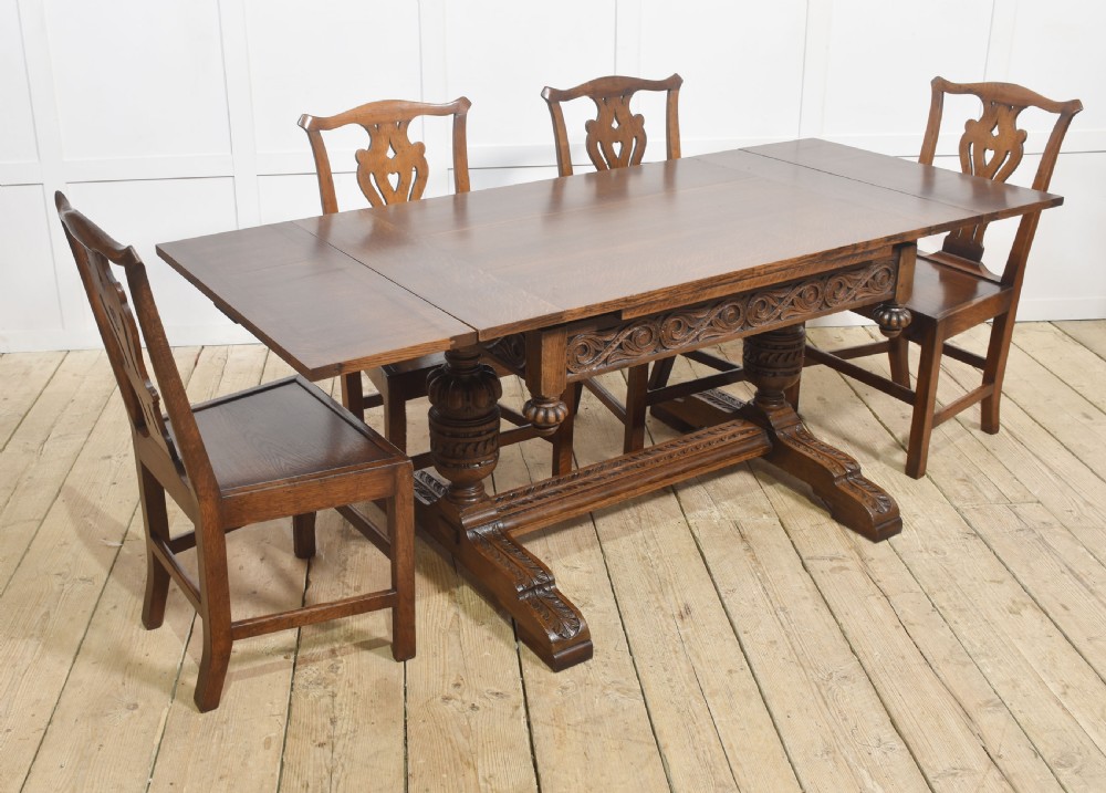 Oak draw-leaf refectory table View VII