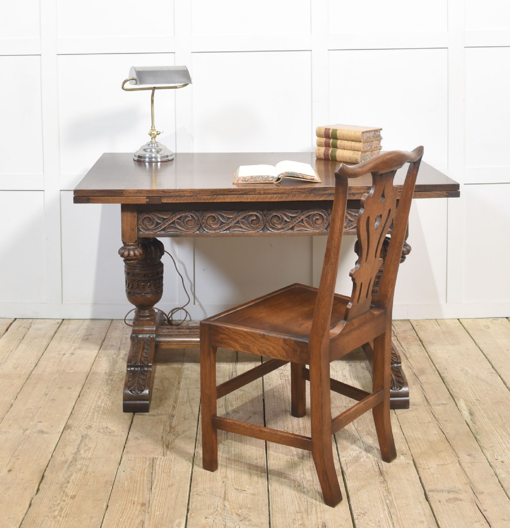 Oak draw-leaf refectory table View X
