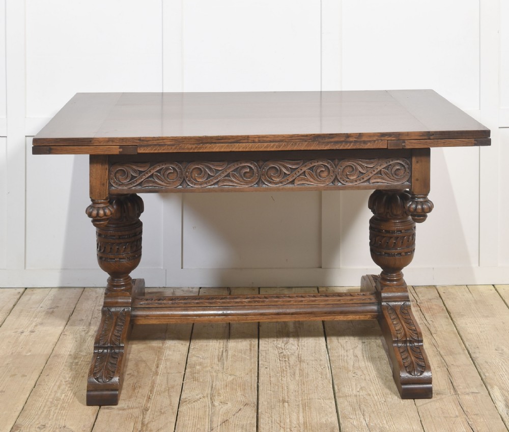 Oak draw-leaf refectory table View XI