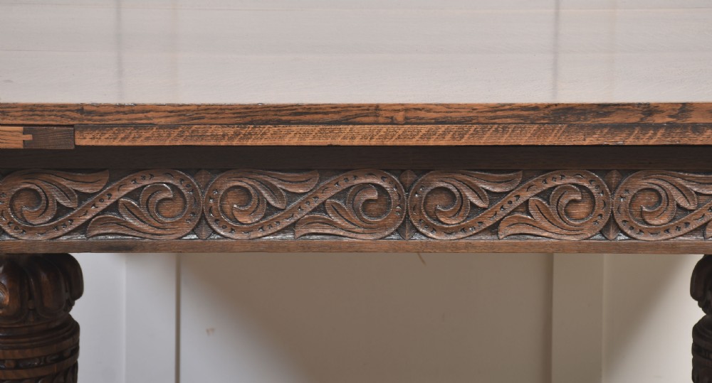 Oak draw-leaf refectory table View XII