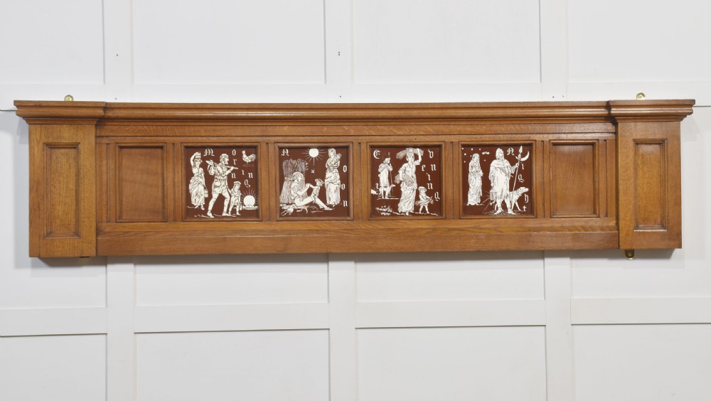 Oak framed set of four Minton Tiles