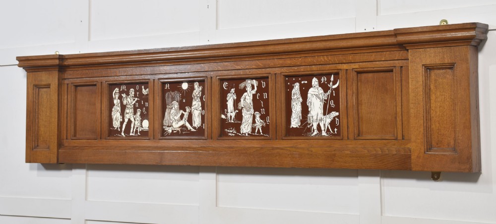Oak framed set of four Minton Tiles View VII