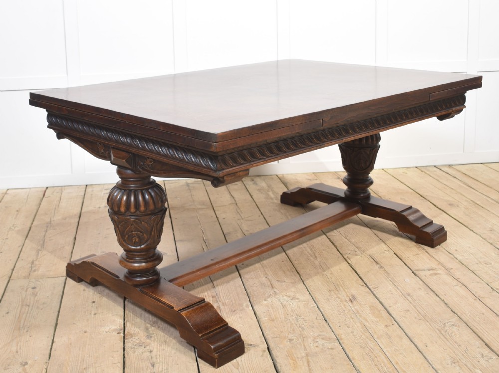 Large oak parquetry top refectory table View III