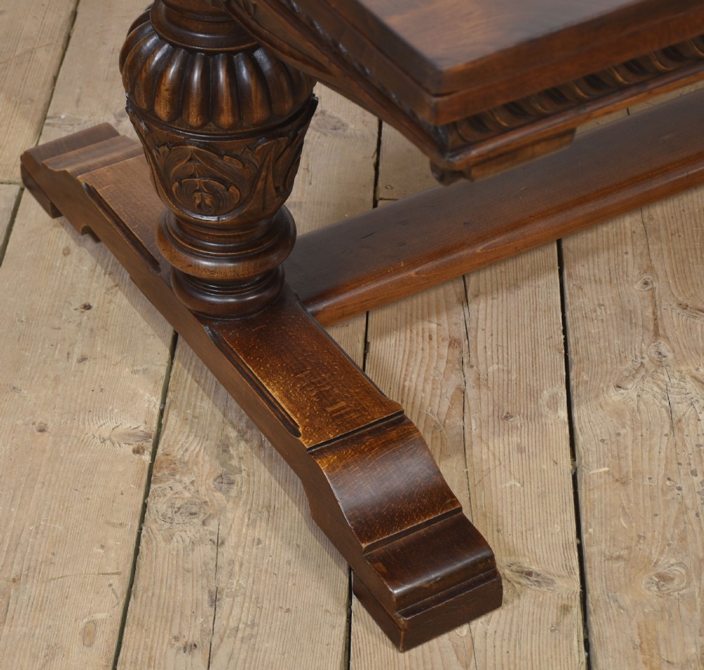 Large oak parquetry top refectory table View VII