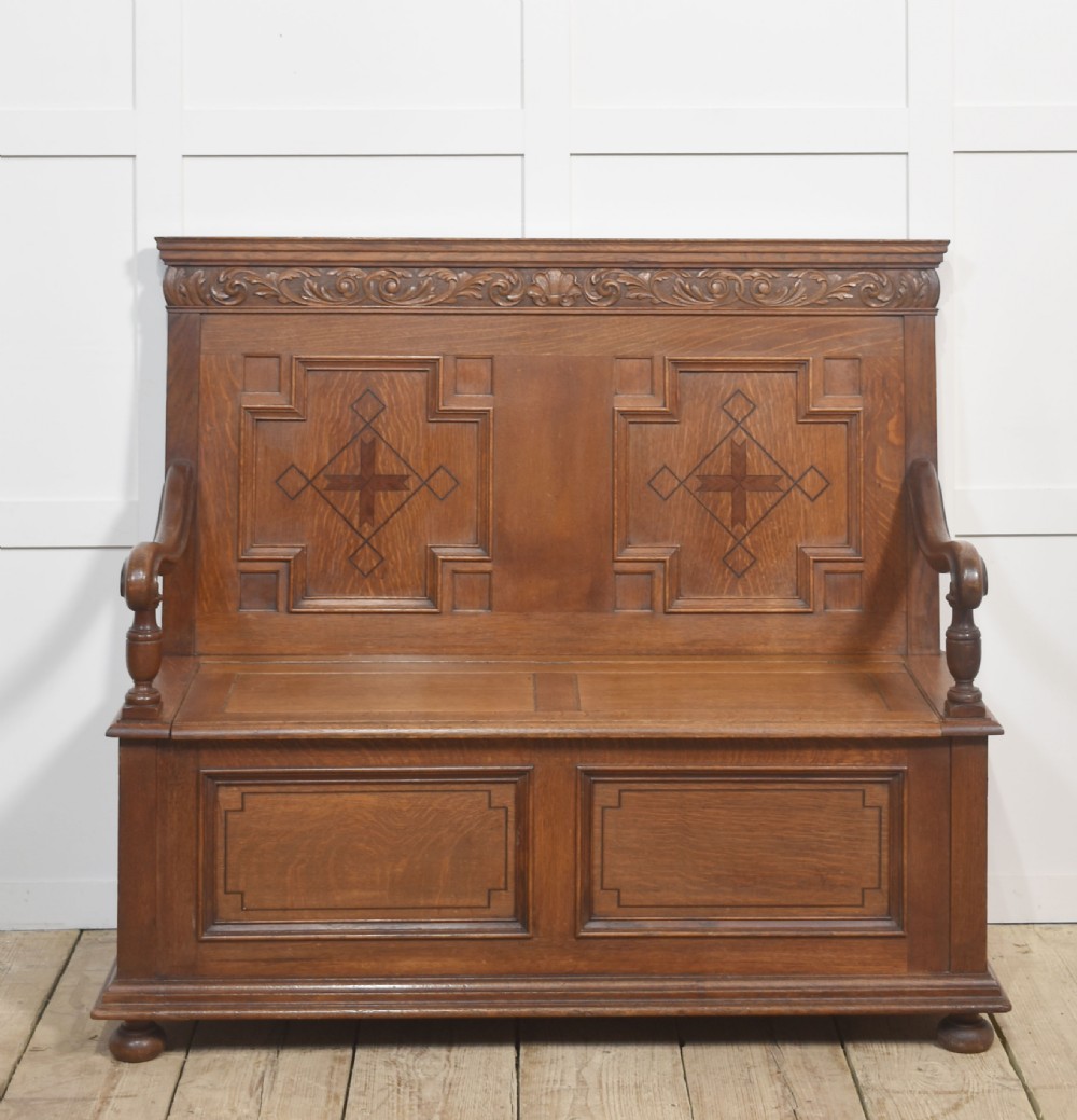 Carved Oak Settle