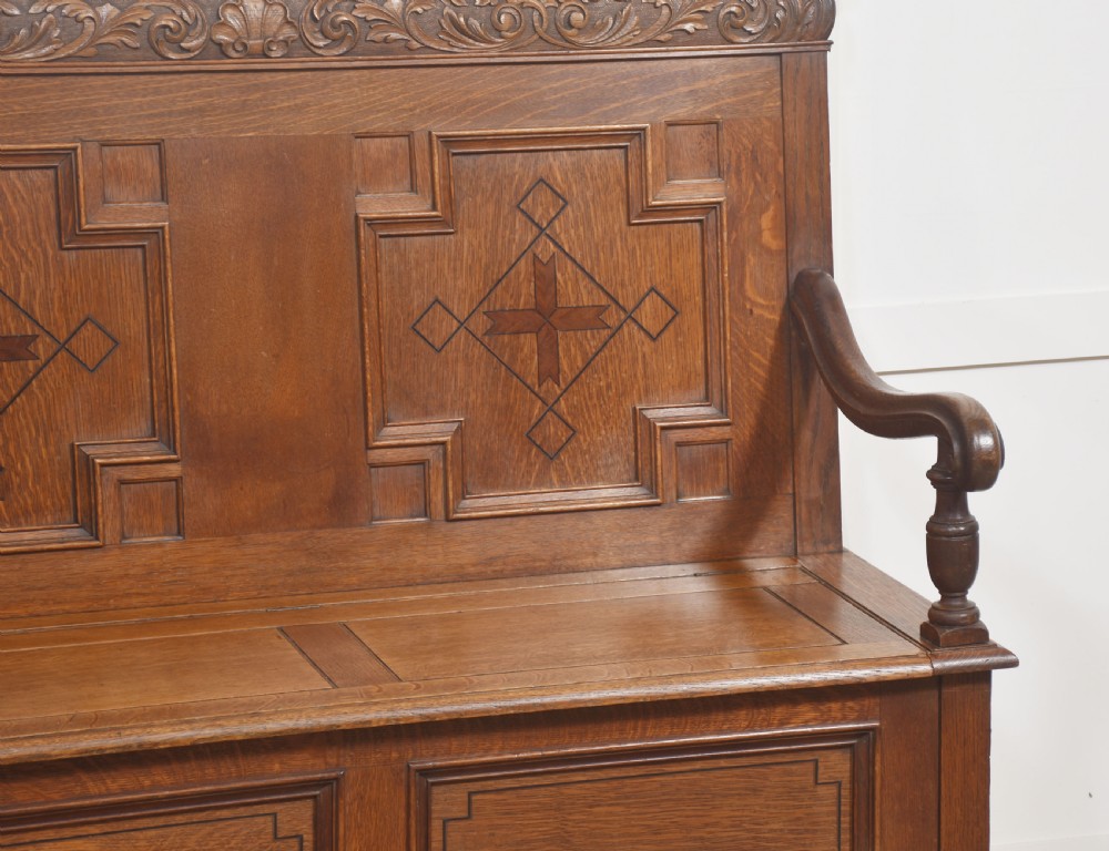 Carved Oak Settle View V