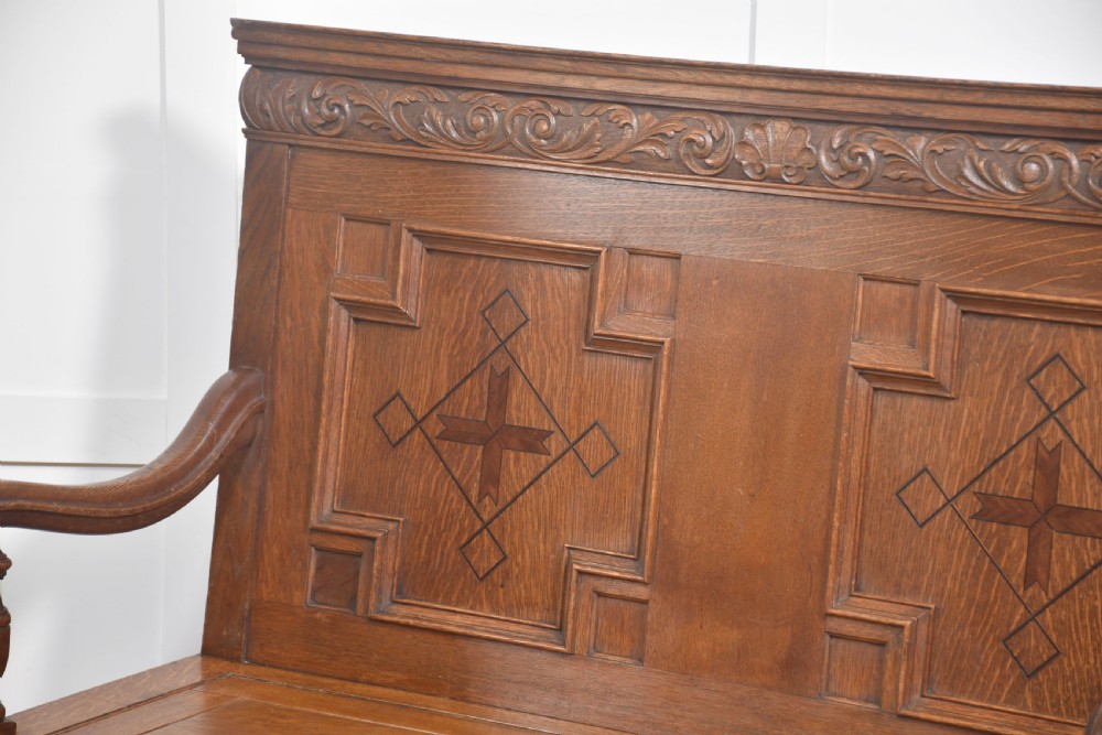 Carved Oak Settle View XII