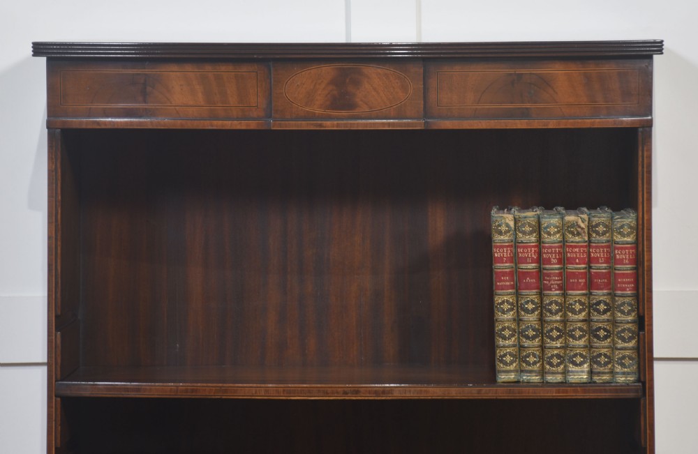 Mahogany inlaid open bookcase View III