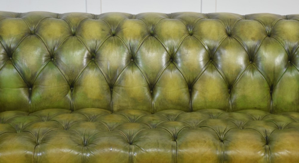 Hand-Dyed Green Leather Chesterfield Sofa View II