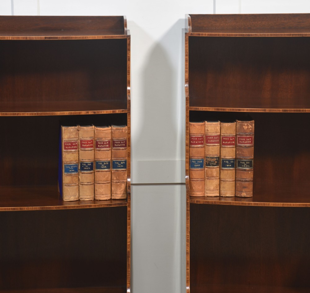 Pair of Mahogany Inlaid Open Bookcases View II