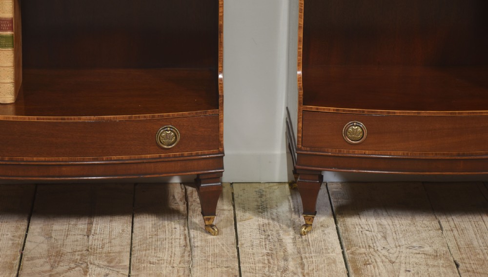 Pair of Mahogany Inlaid Open Bookcases View III
