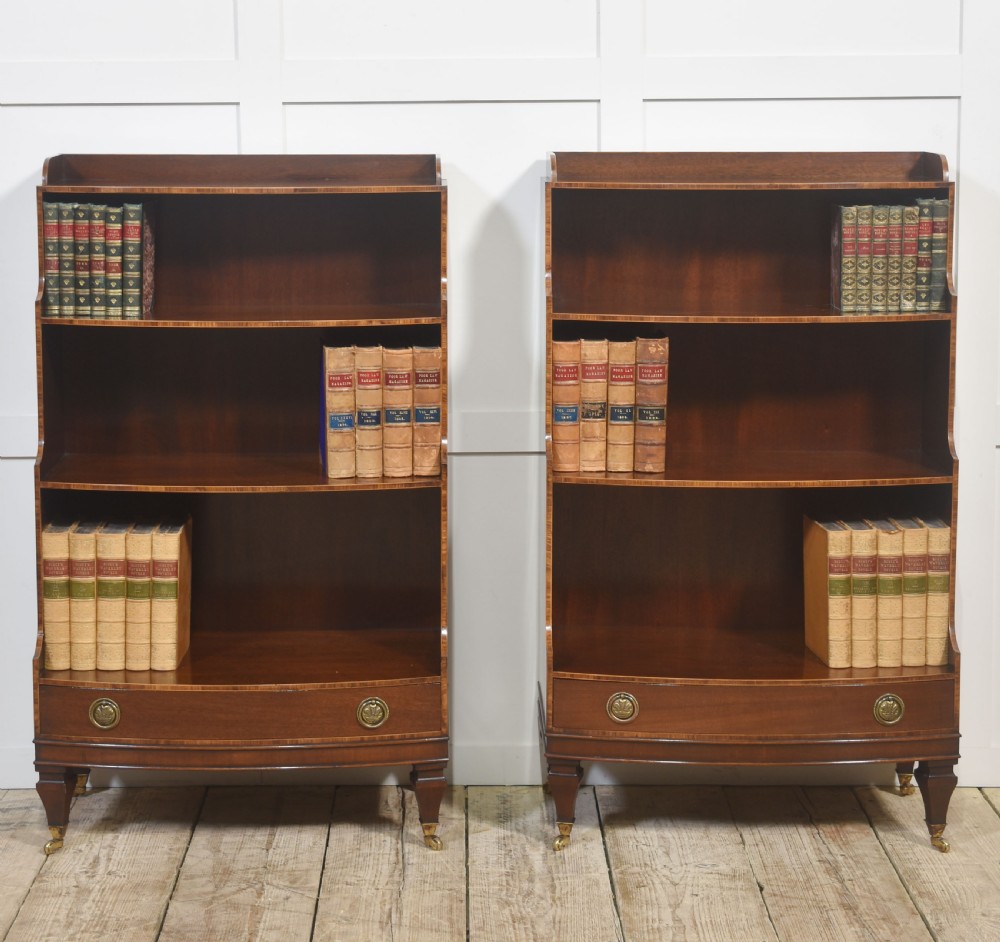 Pair of Mahogany Inlaid Open Bookcases View VI