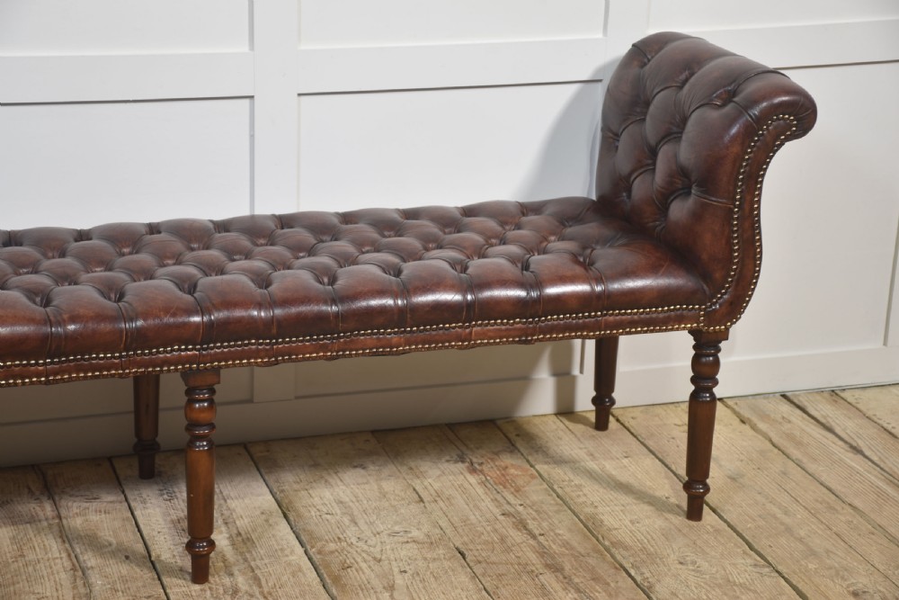 Mahogany leather upolstered stool View III