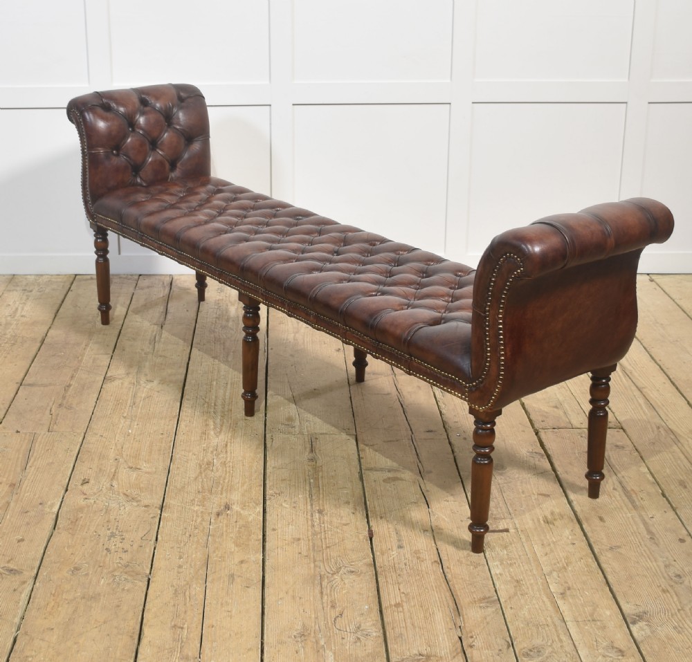 Mahogany leather upolstered stool View VI