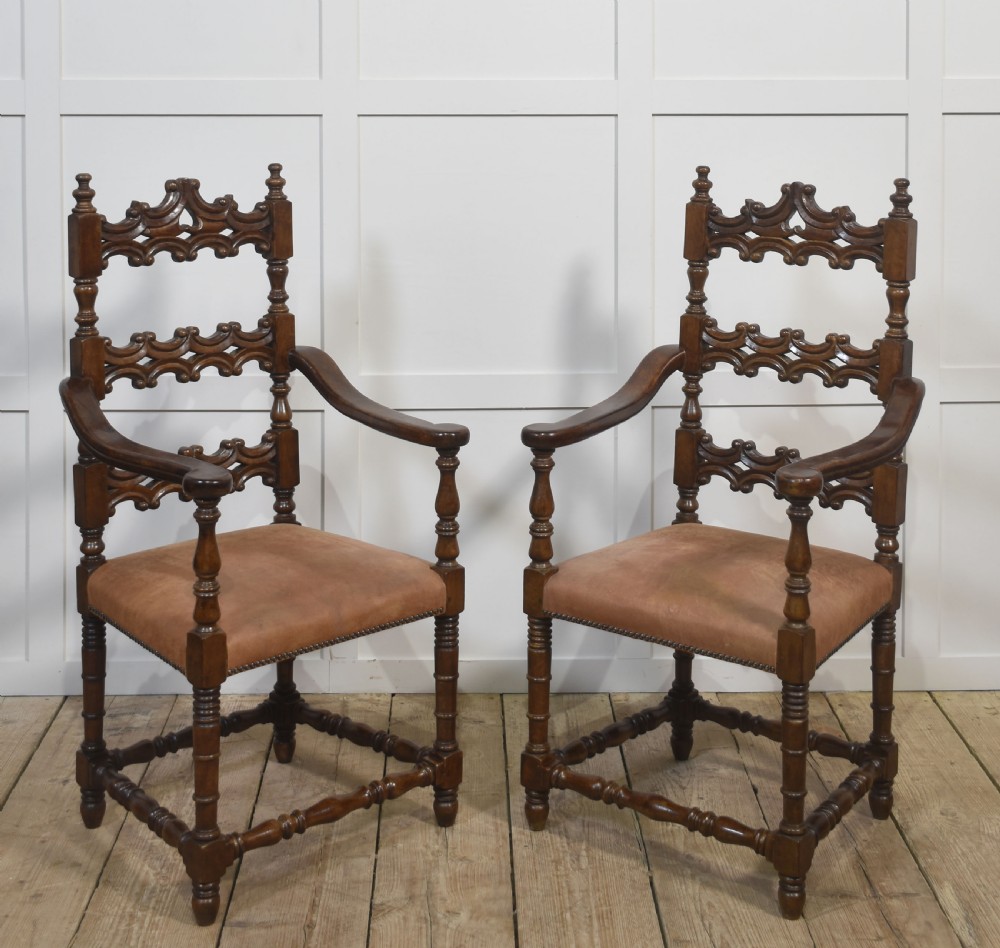 Set of Ten Antique Walnut High-Back Dining Chairs View IX