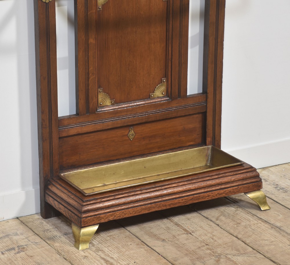 Oak and brass umbrella stand View III