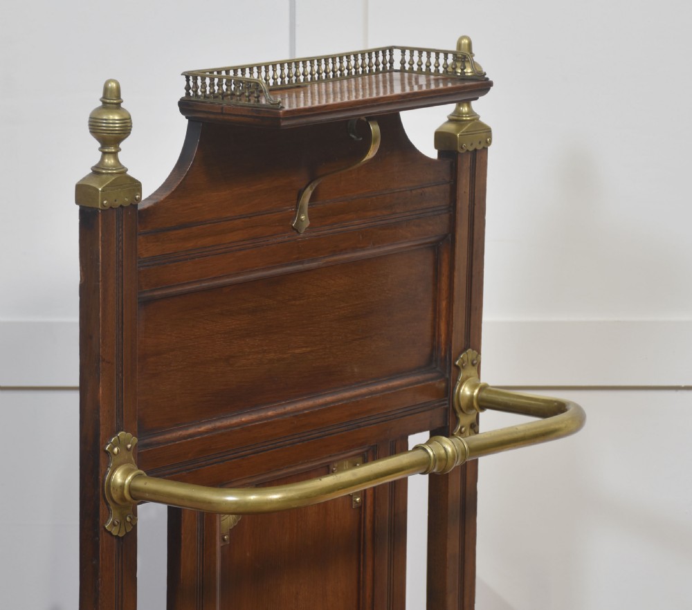Oak and brass umbrella stand View VIII