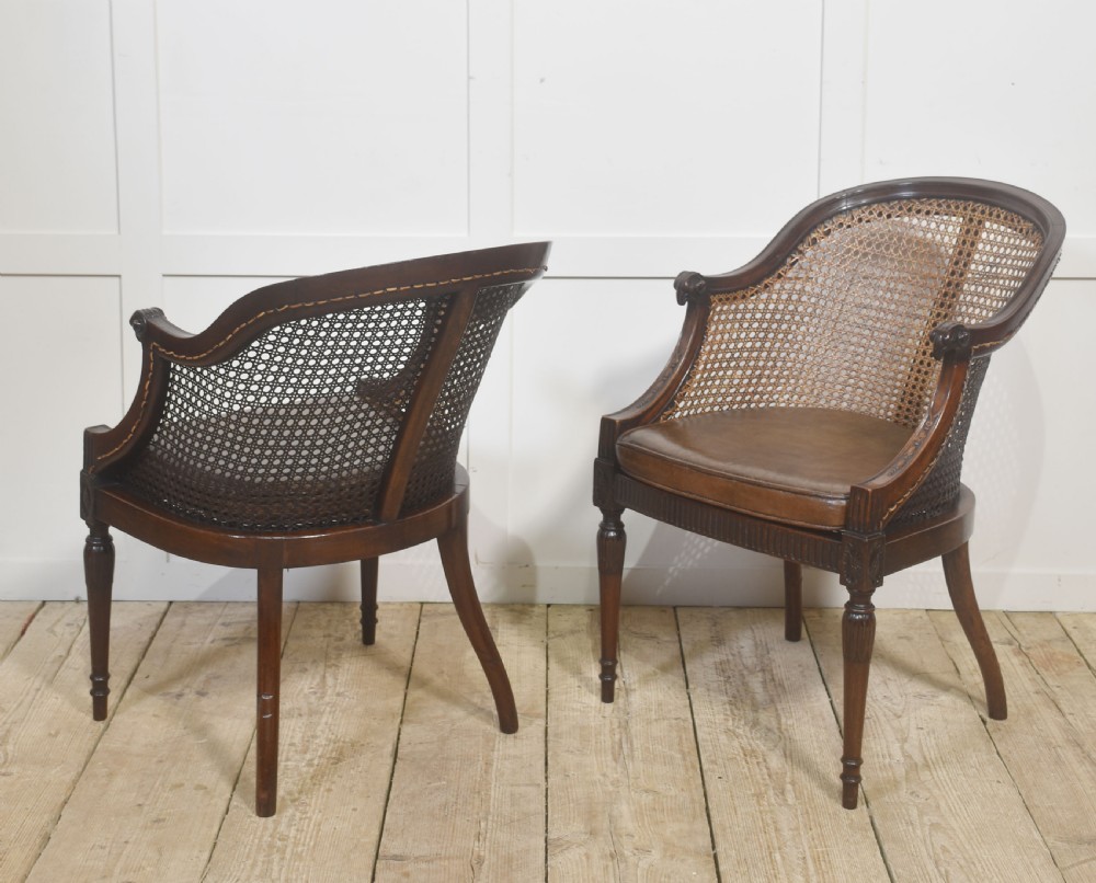 Pair Of Carved Mahogany And Cane Library Chairs View VIII