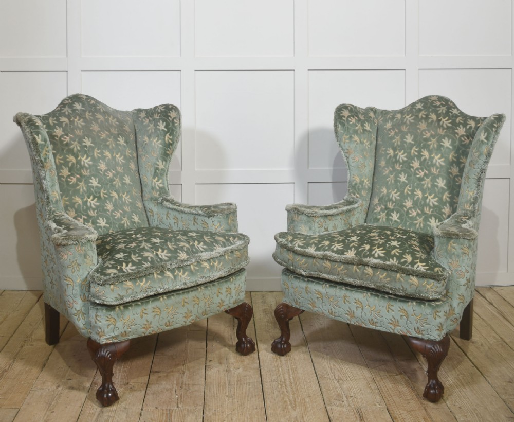 Pair of Early 20th-Century Wingback Armchairs