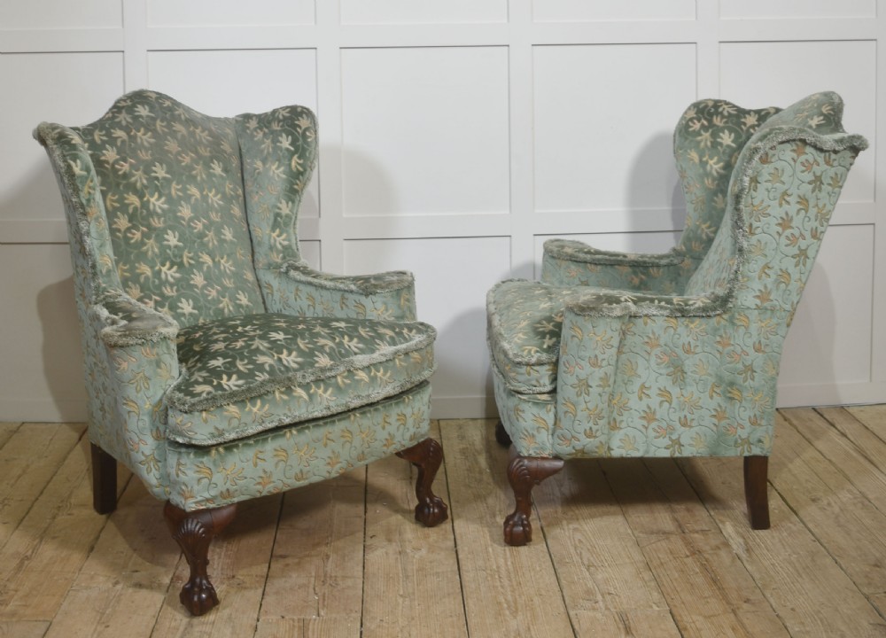 Pair of Early 20th-Century Wingback Armchairs View VI