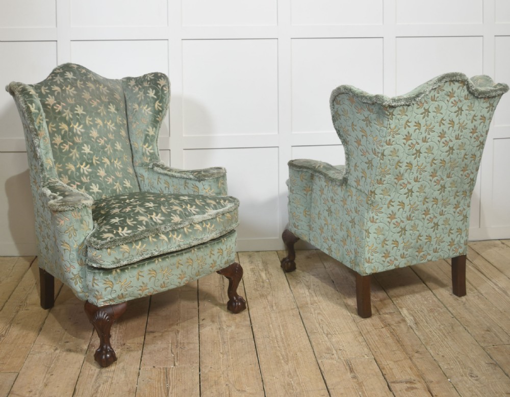 Pair of Early 20th-Century Wingback Armchairs View VII
