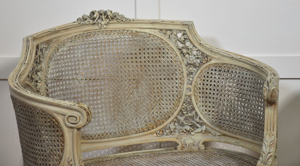 Elegant Pair of French Carved & Caned Tub Chairs In The Louis XVI Style View VIII