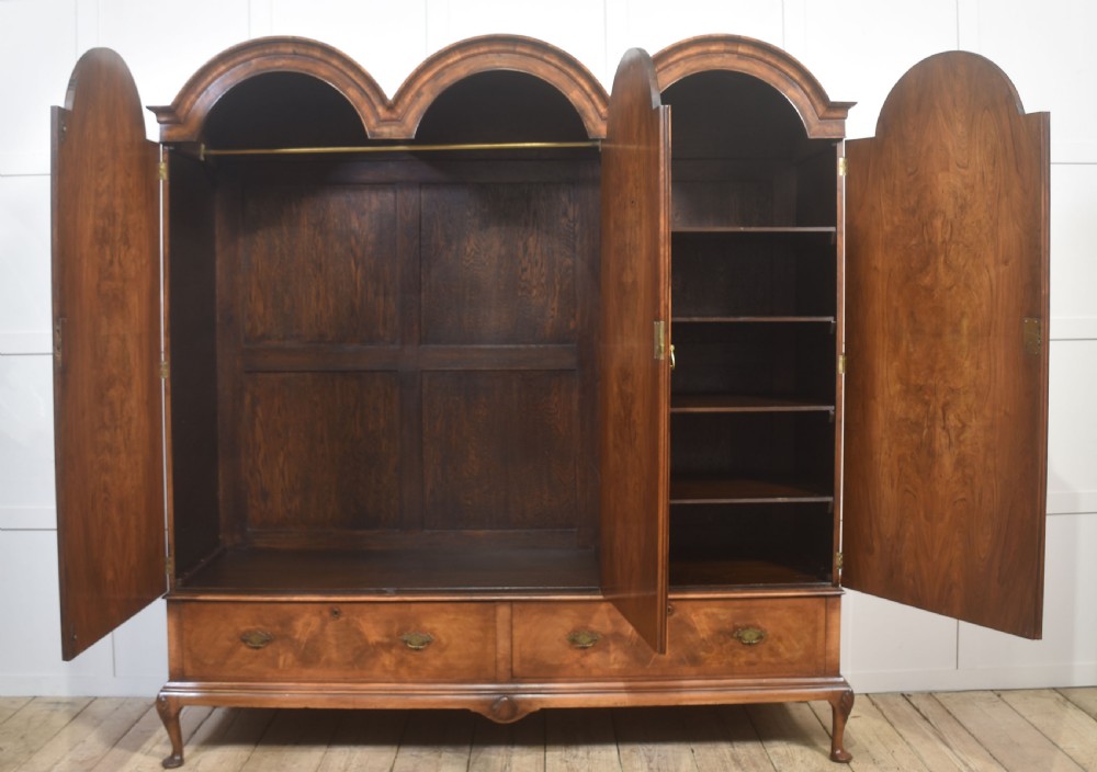 Queen Anne–Style Walnut Triple Wardrobe View V