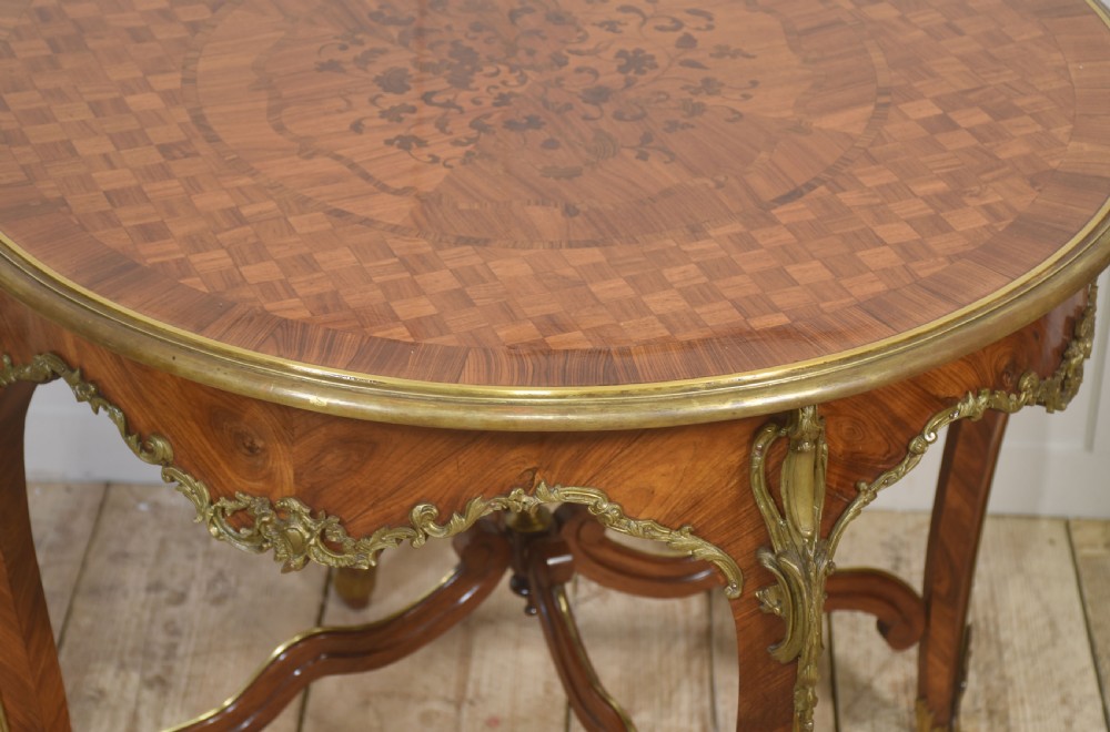 Louis XV style ormolu and parquetry circular centre table View XI