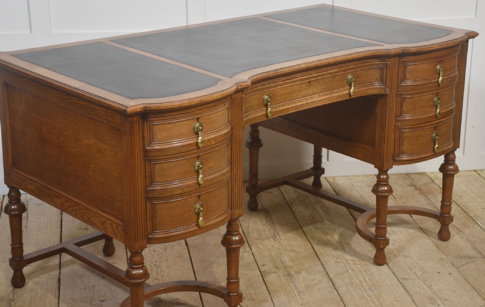Oak Pedestal Writing Desk View V