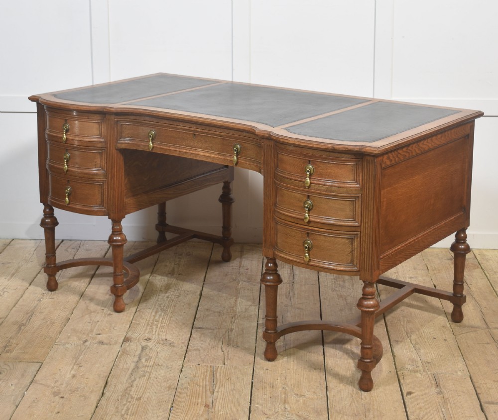 Oak Pedestal Writing Desk View VI