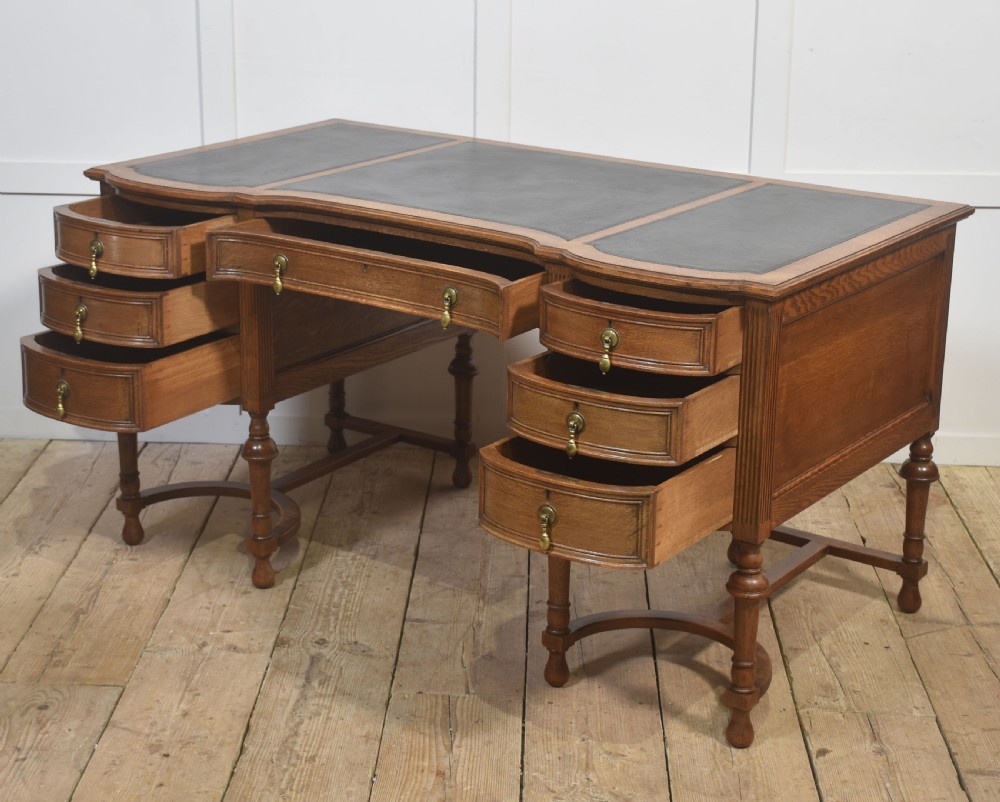 Oak Pedestal Writing Desk View VIII