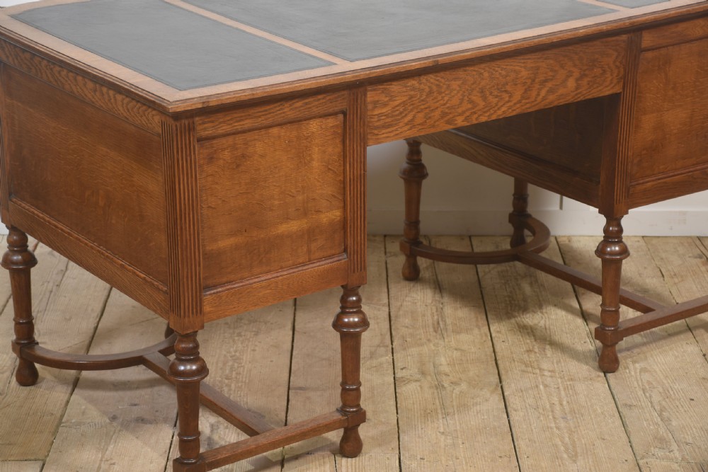 Oak Pedestal Writing Desk View XI