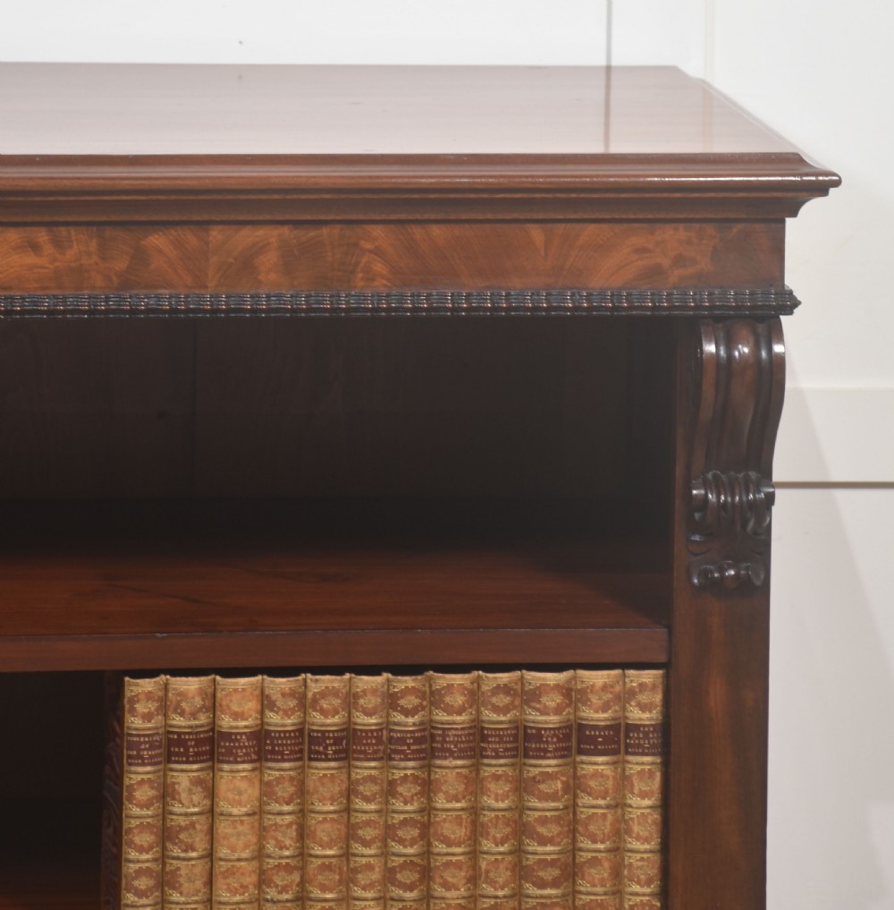 Carved mahogany open bookcase View III