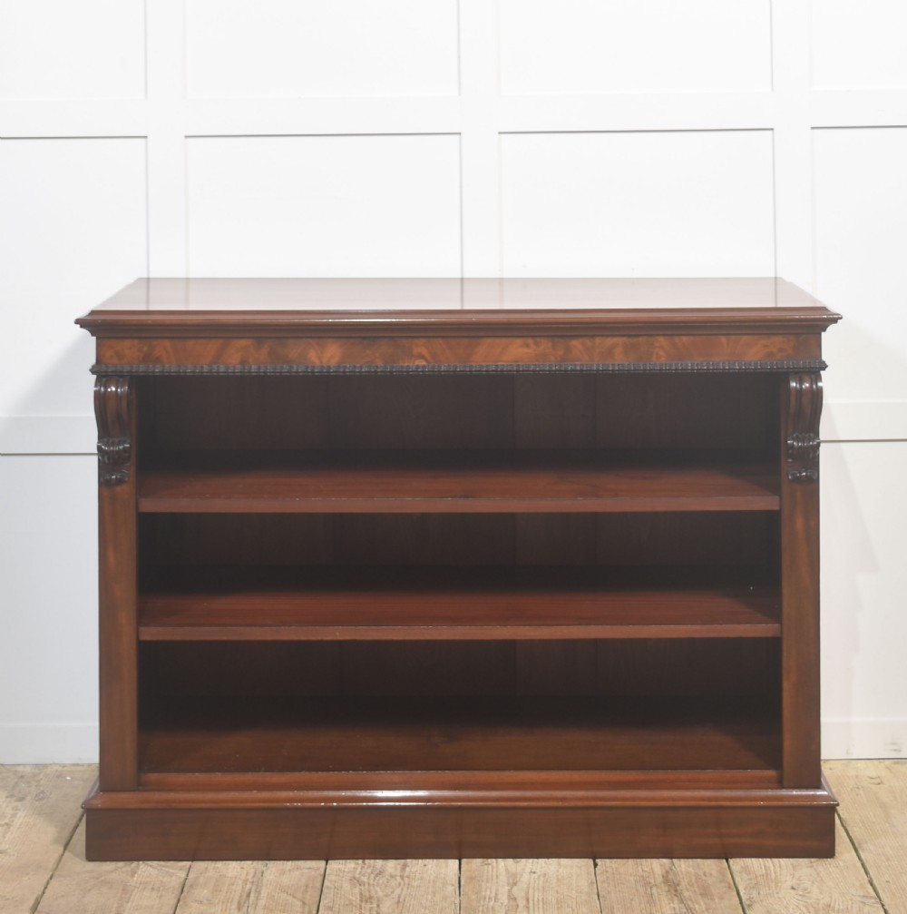 Carved mahogany open bookcase View IX