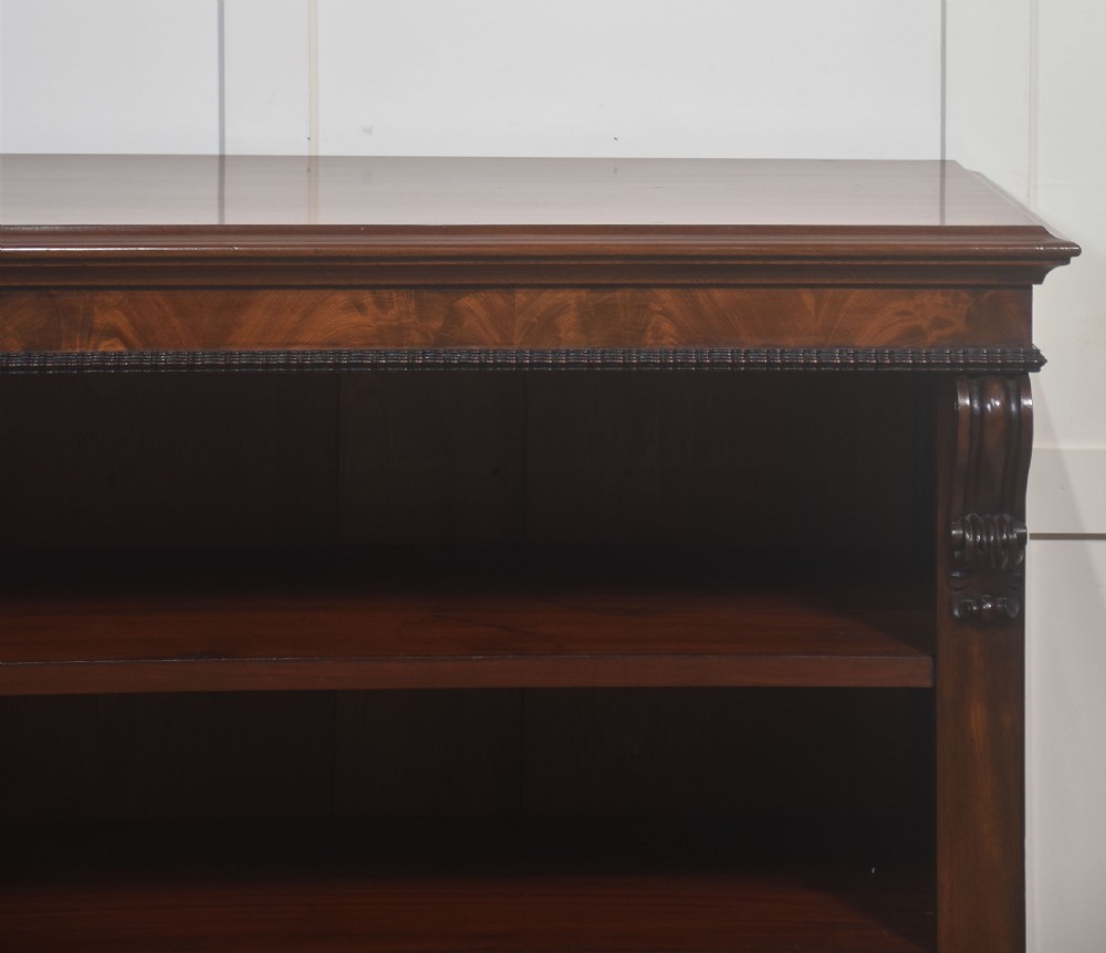 Carved mahogany open bookcase View X