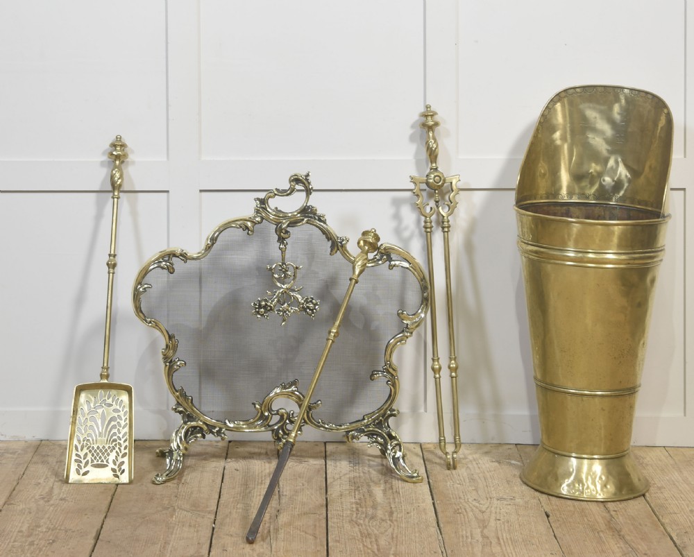 Ornate Brass Fire Screen View III
