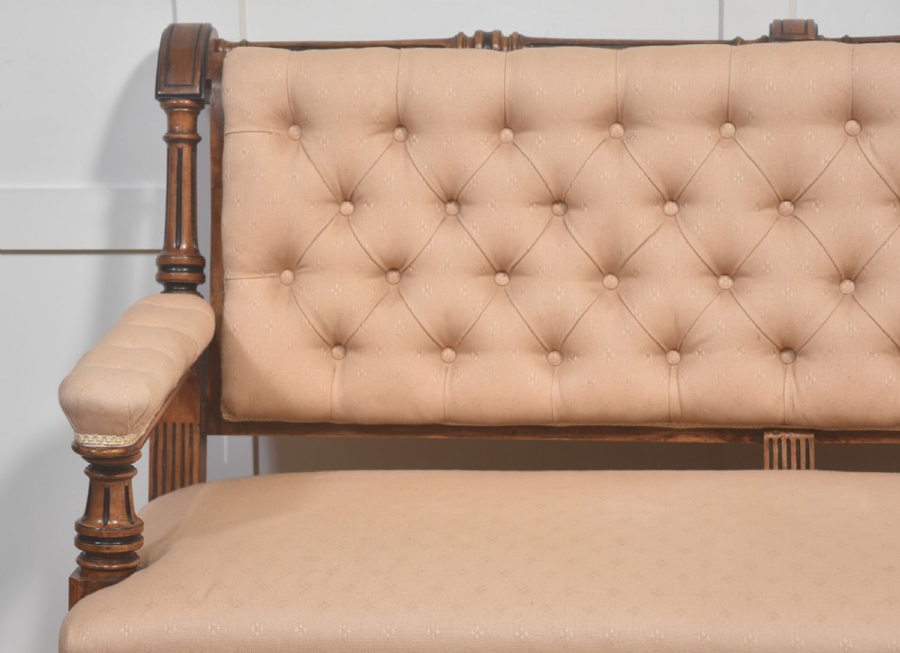 19th Century Upholstered Walnut Settee View II