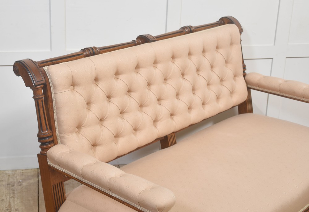 19th Century Upholstered Walnut Settee View V