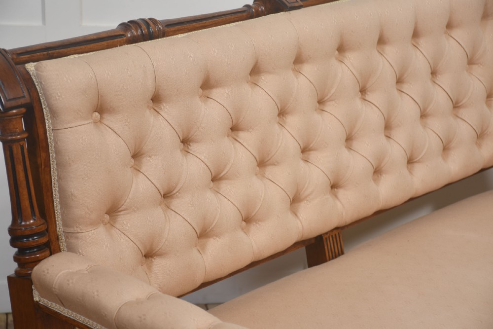 19th Century Upholstered Walnut Settee View VII