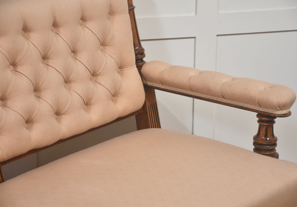 19th Century Upholstered Walnut Settee View VIII