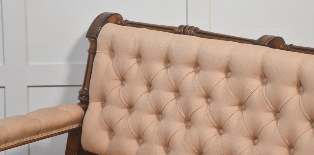 19th Century Upholstered Walnut Settee View XI