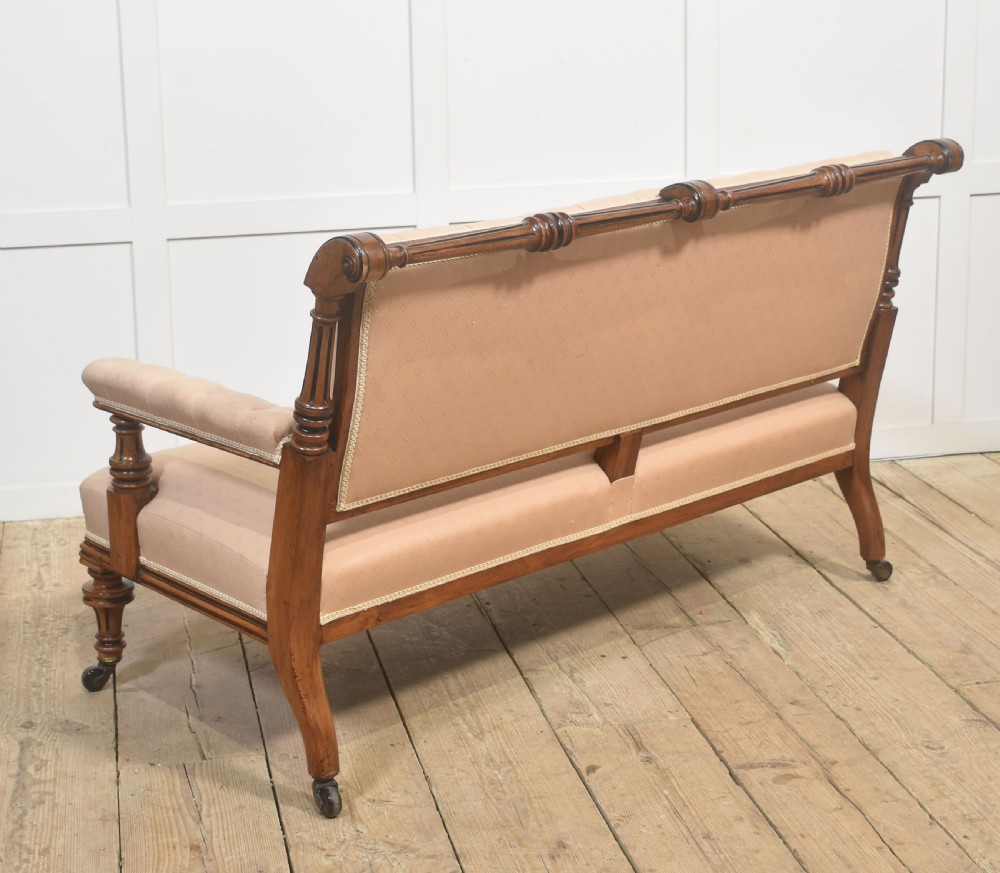 19th Century Upholstered Walnut Settee View XII