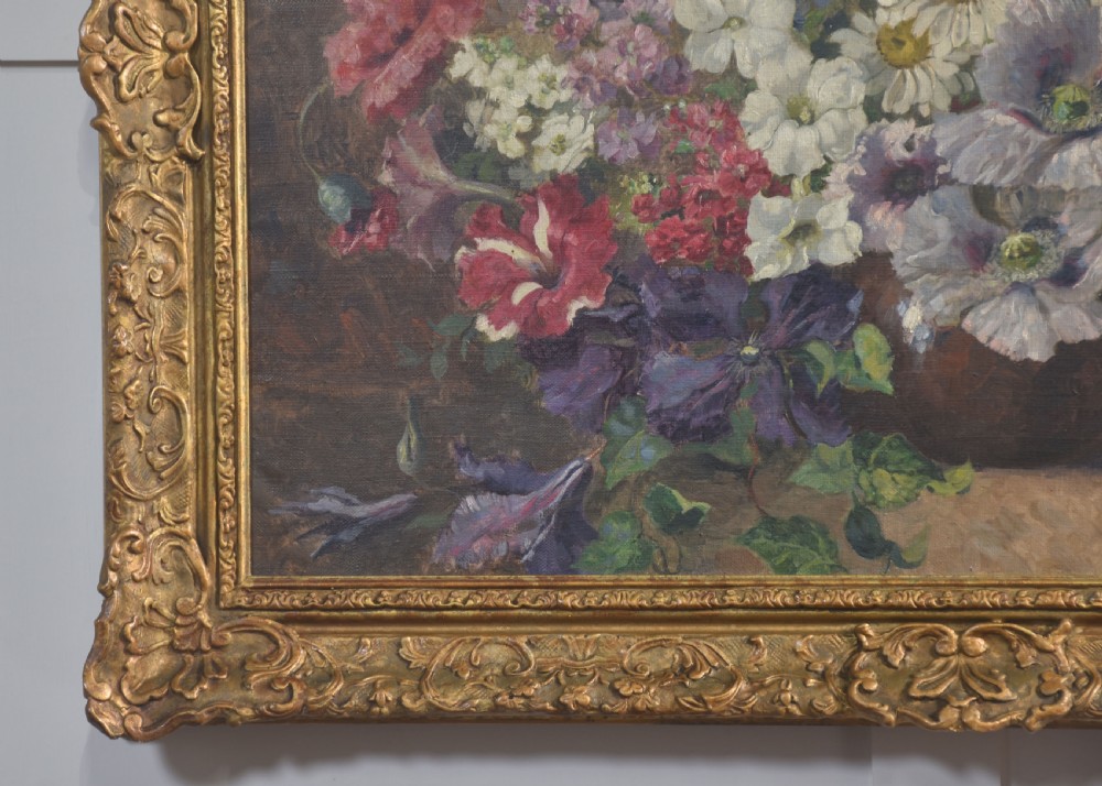 Oil on canvas still life study of a vase of flowers View IV