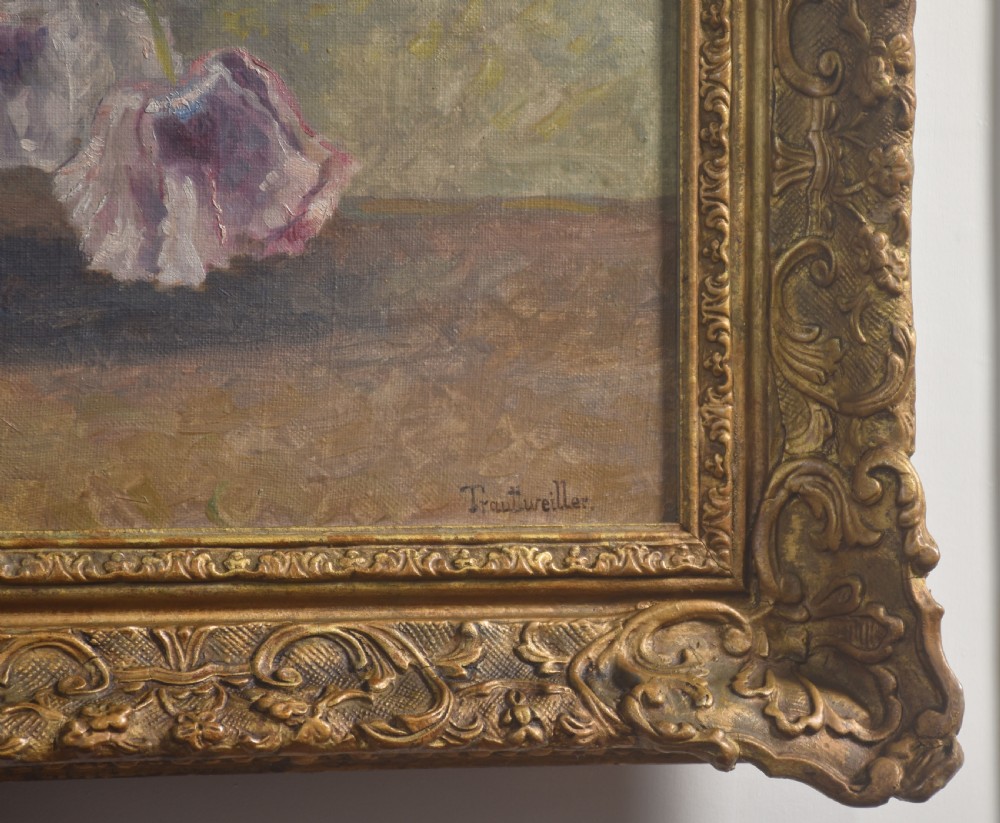 Oil on canvas still life study of a vase of flowers View VII