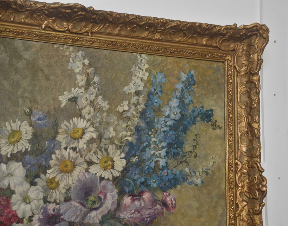 Oil on canvas still life study of a vase of flowers View IX