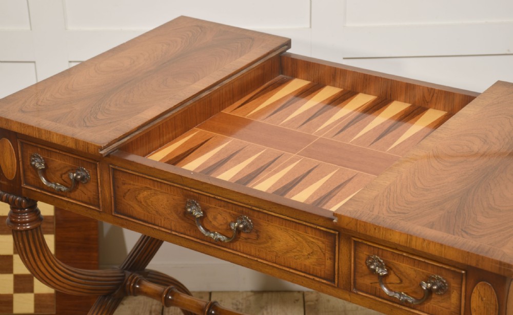 Regency-Style Rosewood Inlaid Games Table View VIII