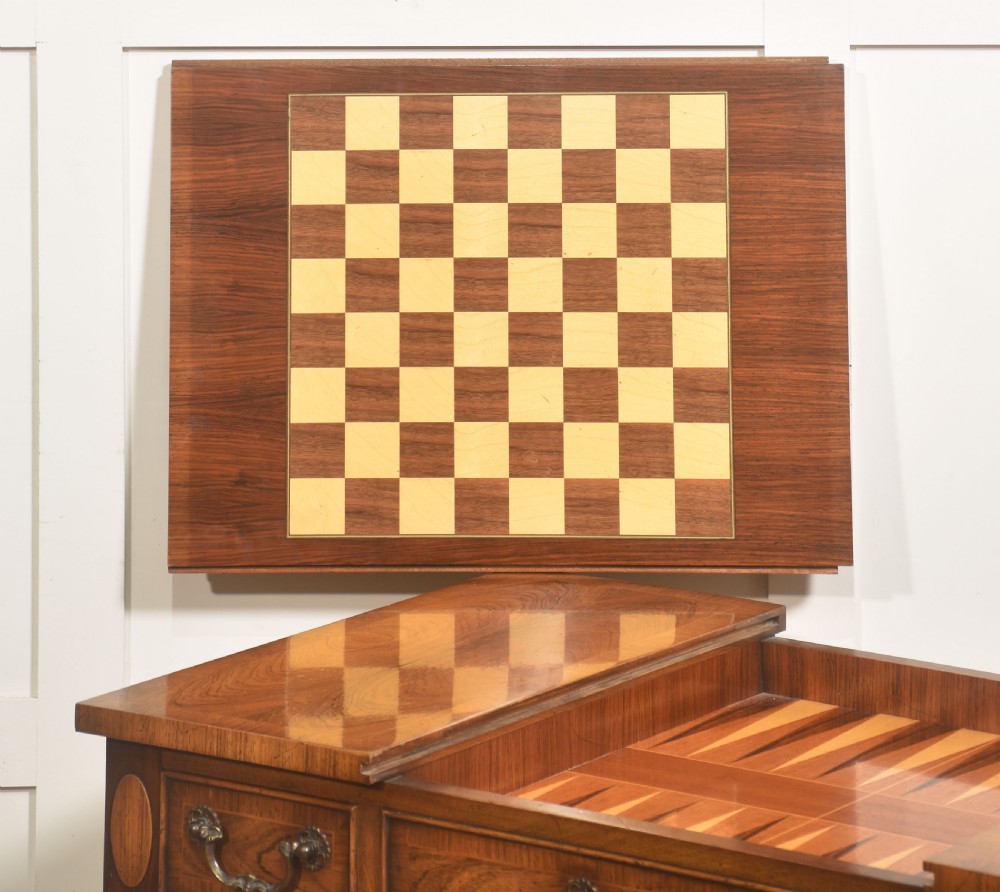 Regency-Style Rosewood Inlaid Games Table View XIII