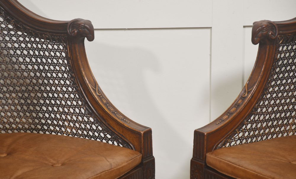 Pair of Regency-Style Mahogany Cane-Back Armchairs View III